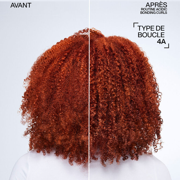 Avant / apr&egrave;s utilisation de la routine Acidic Bonding Curls sur une boucle de type 4A